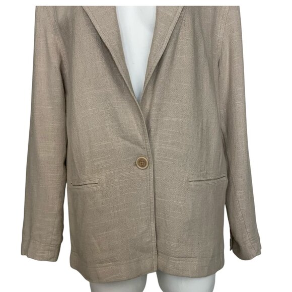 Free People We The Free Beckett Boyfriend Blazer S Cream Linen Blend Relaxed Fit - Picture 9 of 12
